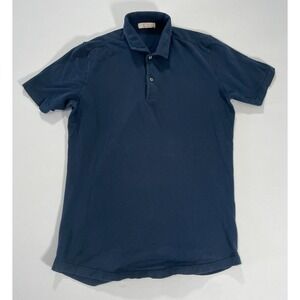 Luca Faloni Polo Shirt Mens L Blue Pique 100% Cotton Short Sleeve Italy Luxury